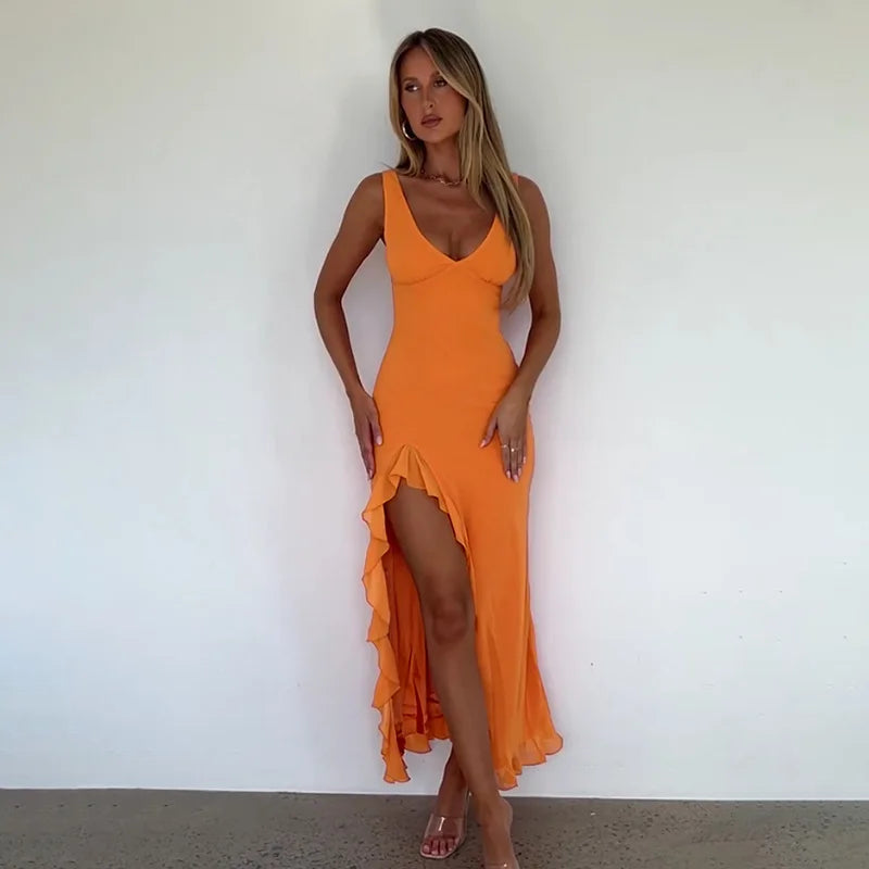 hirigin Straps V Neck Backless Sexy Maxi Dress For Women Gown Summer