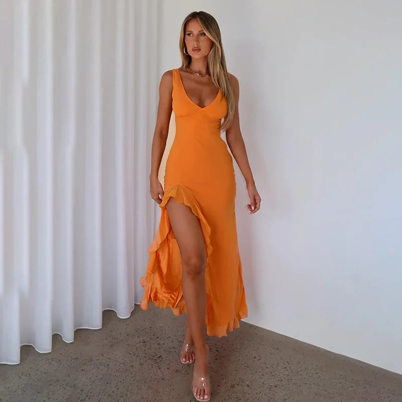 hirigin Straps V Neck Backless Sexy Maxi Dress For Women Gown Summer